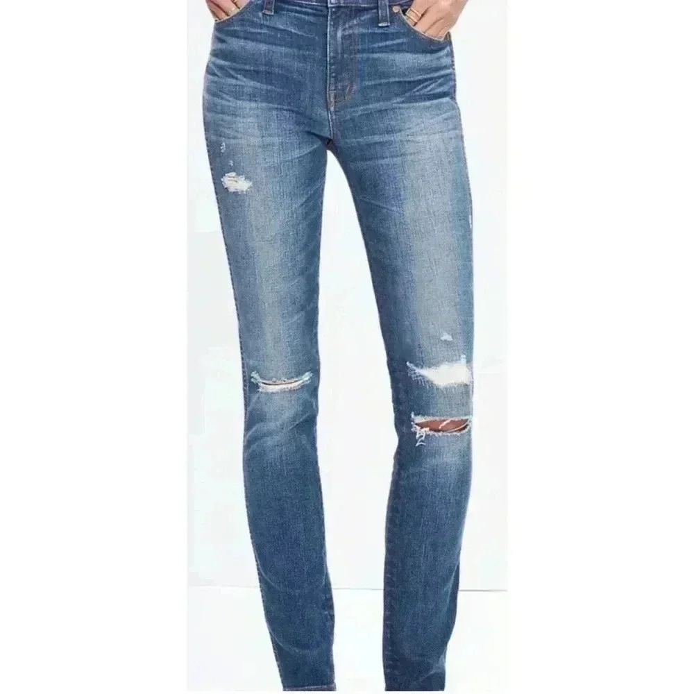 Madewell 9” High Rise Skinny Jeans Rip and Repair Edition Size 27